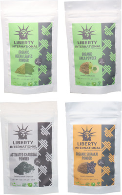 

LIBERTY INTERNATIONAL Heena & Amla & Charcoal & Shikakai Powder ( 114 Gm Each ) For Face , Hair & Skin Care Certified C18(Set of 4)