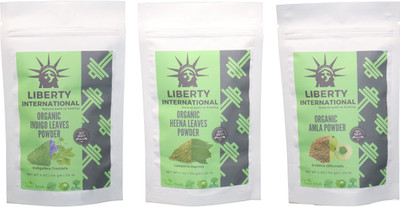 

LIBERTY INTERNATIONAL Indigo & Heena & Amla Powder ( 114 Gm Each ) For Face , Hair & Skin Care Certified C18(Set of 3)