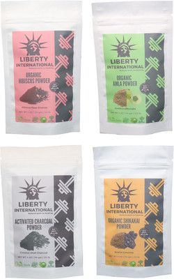 

LIBERTY INTERNATIONAL Hibiscus & Amla & Charcoal & Shikakai Powder ( 114 Gm Each ) For Face , Hair & Skin Care Certified C18(Set of 4)
