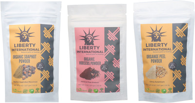 

LIBERTY INTERNATIONAL Soapnut & Hibiscus & Orange Powder ( 227 Gm Each ) For Face , Hair & Skin Care Certified C18(Set of 3)