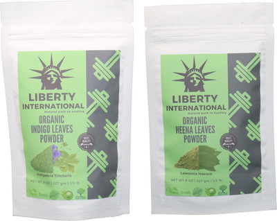 

LIBERTY INTERNATIONAL Indigo & Heena Powder ( 227 Gm Each ) For Face , Hair & Skin Care Certified C18(Set of 2)