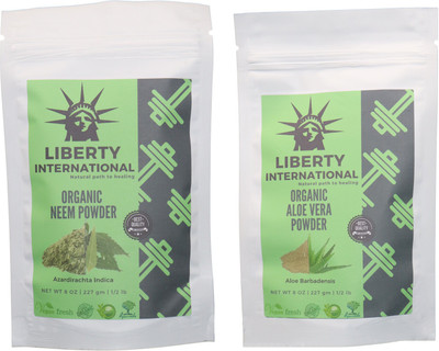 

LIBERTY INTERNATIONAL Neem & Aloevera Powder ( 227 Gm Each ) For Face , Hair & Skin Care Certified C18(Set of 2)