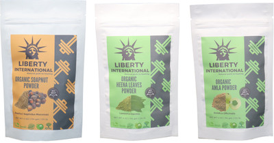 

LIBERTY INTERNATIONAL Soapnut & Heena & Amla Powder ( 114 Gm Each ) For Face , Hair & Skin Care Certified C18(Set of 3)