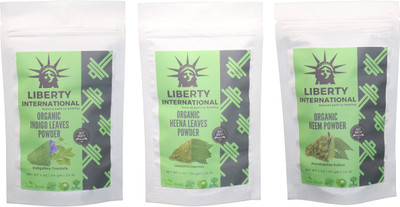 

LIBERTY INTERNATIONAL Indigo & Heena & Neem Powder ( 114 Gm Each ) For Face , Hair & Skin Care Certified C18(Set of 3)
