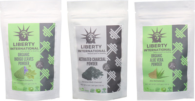 

LIBERTY INTERNATIONAL Indigo & Charcoal & Aloevera Powder ( 227 Gm Each ) For Face , Hair & Skin Care Certified C18(Set of 3)