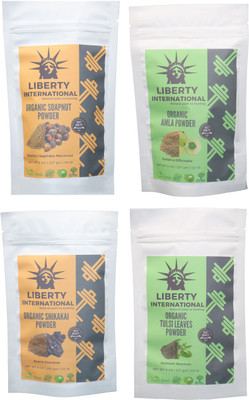 

LIBERTY INTERNATIONAL Soapnut & Amla & Shikakai & Tulsi Powder ( 227 Gm Each ) For Face , Hair & Skin Care Certified C18(Set of 4)
