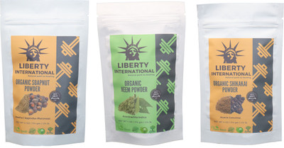 

LIBERTY INTERNATIONAL Soapnut & Neem & Shikakai Powder ( 114 Gm Each ) For Face , Hair & Skin Care Certified C18(Set of 3)