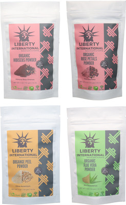 

LIBERTY INTERNATIONAL Hibiscus & Rose & Orange & Aloevera Powder ( 114 Gm Each ) For Face , Hair & Skin Care Certified C18(Set of 4)