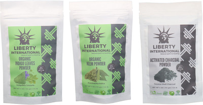 

LIBERTY INTERNATIONAL Indigo & Neem & Charcoal Powder ( 114 Gm Each ) For Face , Hair & Skin Care Certified C18(Set of 3)