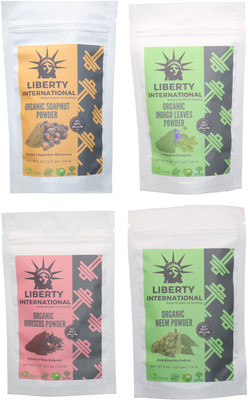 

LIBERTY INTERNATIONAL Soapnut & Indigo & Hibiscus & Neem Powder ( 227 Gm Each ) For Face , Hair & Skin Care Certified C18(Set of 4)
