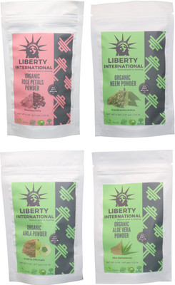 

LIBERTY INTERNATIONAL Rose & Neem & Amla & Aloevera Powder ( 227 Gm Each ) For Face , Hair & Skin Care Certified C18(Set of 4)