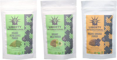 

LIBERTY INTERNATIONAL Heena & Amla & Shikakai Powder ( 114 Gm Each ) For Face , Hair & Skin Care Certified C18(Set of 3)
