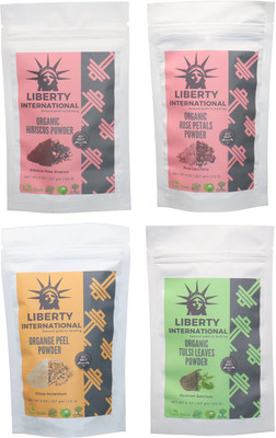 

LIBERTY INTERNATIONAL Hibiscus & Rose & Orange & Tulsi Powder ( 227 Gm Each ) For Face , Hair & Skin Care Certified C18(Set of 4)
