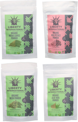 

LIBERTY INTERNATIONAL Heena & Rose & Neem & Aloevera Powder ( 227 Gm Each ) For Face , Hair & Skin Care Certified C18(Set of 4)