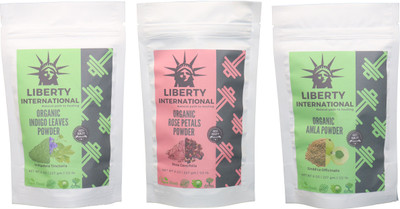 

LIBERTY INTERNATIONAL Indigo & Rose & Amla Powder ( 227 Gm Each ) For Face , Hair & Skin Care Certified C18(Set of 3)