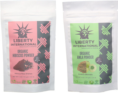 

LIBERTY INTERNATIONAL Hibiscus & Amla Powder ( 114 Gm Each ) For Face , Hair & Skin Care Certified C18(Set of 2)