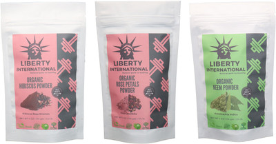 

LIBERTY INTERNATIONAL Hibiscus & Rose & Neem Powder ( 114 Gm Each ) For Face , Hair & Skin Care Certified C18(Set of 3)