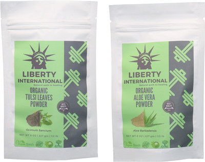 

LIBERTY INTERNATIONAL Tulsi & Aloevera Powder ( 227 Gm Each ) For Face , Hair & Skin Care Certified C18(Set of 2)