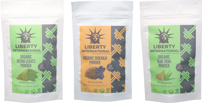 

LIBERTY INTERNATIONAL Heena & Shikakai & Aloevera Powder ( 114 Gm Each ) For Face , Hair & Skin Care Certified C18(Set of 3)