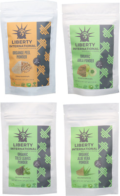 

LIBERTY INTERNATIONAL Orange & Amla & Tulsi & Aloevera Powder ( 227 Gm Each ) For Face , Hair & Skin Care Certified C18(Set of 4)