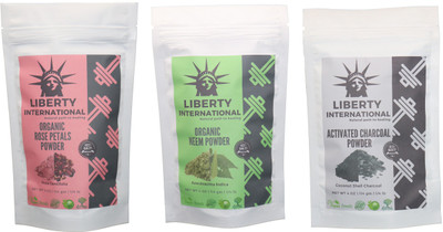

LIBERTY INTERNATIONAL Rose & Neem & Charcoal Powder ( 114 Gm Each ) For Face , Hair & Skin Care Certified C18(Set of 3)