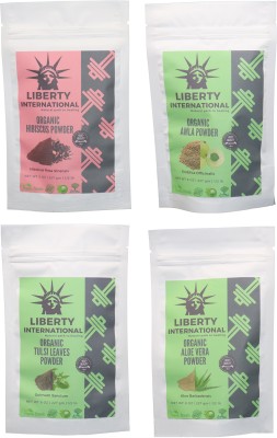 

LIBERTY INTERNATIONAL Hibiscus & Amla & Tulsi & Aloevera Powder ( 227 Gm Each ) For Face , Hair & Skin Care Certified C18(Set of 4)