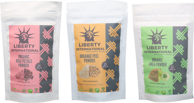 

LIBERTY INTERNATIONAL Rose & Orange & Amla Powder ( 227 Gm Each ) For Face , Hair & Skin Care Certified C18(Set of 3)