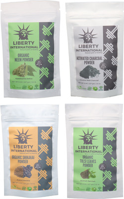 

LIBERTY INTERNATIONAL Neem & Charcoal & Shikakai & Tulsi Powder ( 227 Gm Each ) For Face , Hair & Skin Care Certified C18(Set of 4)