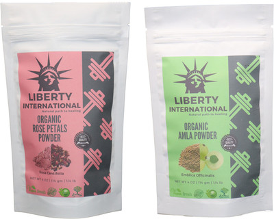 

LIBERTY INTERNATIONAL Rose & Amla Powder ( 114 Gm Each ) For Face , Hair & Skin Care Certified C18(Set of 2)