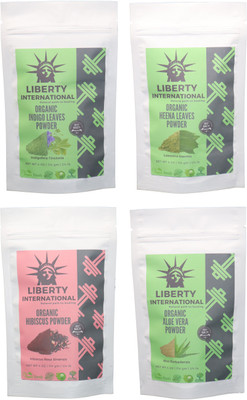 

LIBERTY INTERNATIONAL Indigo & Heena & Hibiscus & Aloevera Powder ( 114 Gm Each ) For Face , Hair & Skin Care Certified C18(Set of 4)