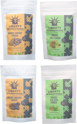 

LIBERTY INTERNATIONAL Soapnut & Amla & Shikakai & Aloevera Powder ( 227 Gm Each ) For Face , Hair & Skin Care Certified C18(Set of 4)
