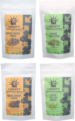 

LIBERTY INTERNATIONAL Soapnut & Neem & Shikakai & Aloevera Powder ( 114 Gm Each ) For Face , Hair & Skin Care Certified C9 456 g(Set of 4)