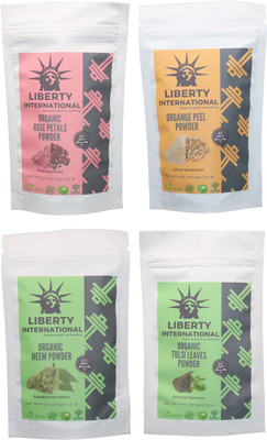 

LIBERTY INTERNATIONAL Rose & Orange & Neem & Tulsi Powder ( 227 Gm Each ) For Face , Hair & Skin Care Certified C18(Set of 4)