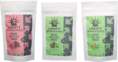 

LIBERTY INTERNATIONAL Rose & Tulsi & Aloevera Powder ( 114 Gm Each ) For Face , Hair & Skin Care Certified C18(Set of 3)