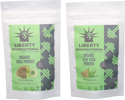 

LIBERTY INTERNATIONAL Amla & Aloevera Powder ( 114 Gm Each ) For Face , Hair & Skin Care Certified C18(Set of 2)