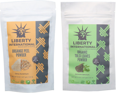 

LIBERTY INTERNATIONAL Orange & Tulsi Powder ( 227 Gm Each ) For Face , Hair & Skin Care Certified C18(Set of 2)