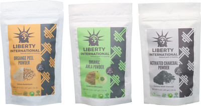 

LIBERTY INTERNATIONAL Orange & Amla & Charcoal Powder ( 227 Gm Each ) For Face , Hair & Skin Care Certified C18(Set of 3)