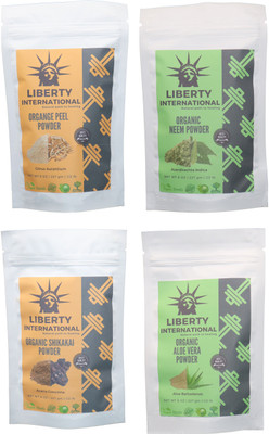 

LIBERTY INTERNATIONAL Orange & Neem & Shikakai & Aloevera Powder ( 227 Gm Each ) For Face , Hair & Skin Care Certified C18(Set of 4)