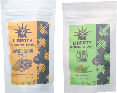 

LIBERTY INTERNATIONAL Soapnut & Aloevera Powder ( 227 Gm Each ) For Face , Hair & Skin Care Certified C18(Set of 2)