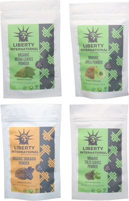 

LIBERTY INTERNATIONAL Heena & Amla & Shikakai & Tulsi Powder ( 227 Gm Each ) For Face , Hair & Skin Care Certified C18(Set of 4)