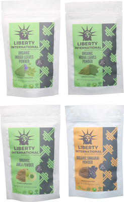 

LIBERTY INTERNATIONAL Indigo & Heena & Amla & Shikakai Powder ( 227 Gm Each ) For Face , Hair & Skin Care Certified C18(Set of 4)