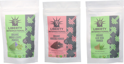 

LIBERTY INTERNATIONAL Indigo & Hibiscus & Aloevera Powder ( 227 Gm Each ) For Face , Hair & Skin Care Certified C18(Set of 3)