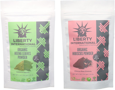 

LIBERTY INTERNATIONAL Heena & Hibiscus Powder ( 114 Gm Each ) For Face , Hair & Skin Care Certified C18(Set of 2)