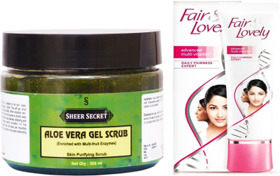 

Sheer Secret Aloe Vera Scrub 300ml and Fair & Lovely Advance Multi Vitamin Cream 80 Grams(Set of 2)