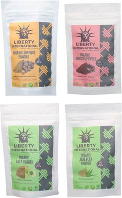 

LIBERTY INTERNATIONAL Soapnut & Hibiscus & Amla & Aloevera Powder ( 227 Gm Each ) For Face , Hair & Skin Care Certified C18(Set of 4)