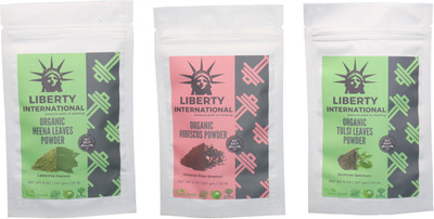 

LIBERTY INTERNATIONAL Heena & Hibiscus & Tulsi Powder ( 227 Gm Each ) For Face , Hair & Skin Care Certified C18(Set of 3)