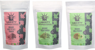 

LIBERTY INTERNATIONAL Rose & Neem & Amla Powder ( 114 Gm Each ) For Face , Hair & Skin Care Certified C18(Set of 3)