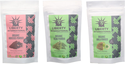 

LIBERTY INTERNATIONAL Hibiscus & Neem & Amla Powder ( 114 Gm Each ) For Face , Hair & Skin Care Certified C18(Set of 3)
