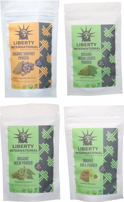 

LIBERTY INTERNATIONAL Soapnut & Heena & Neem & Amla Powder ( 227 Gm Each ) For Face , Hair & Skin Care Certified C18(Set of 4)
