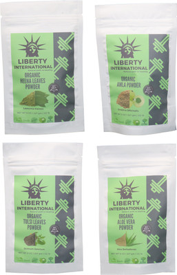 

LIBERTY INTERNATIONAL Heena & Amla & Tulsi & Aloevera Powder ( 227 Gm Each ) For Face , Hair & Skin Care Certified C18(Set of 4)